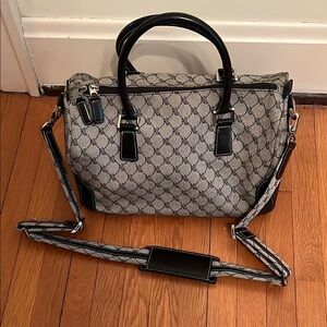 Ralph Lauren Black and Gray Satchel with Monogram Pattern